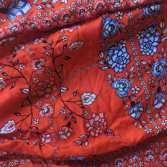 JAASE Off Shoulder Orange Floral Flowing Top Small - Picture 2 of 5